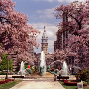 Swann Fountain, Spring, Philadelphia, photograph
