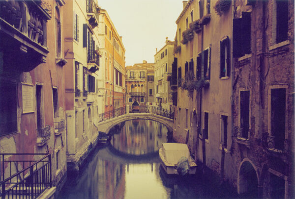 Venice Bridge and Covered Boat, Venice Italy